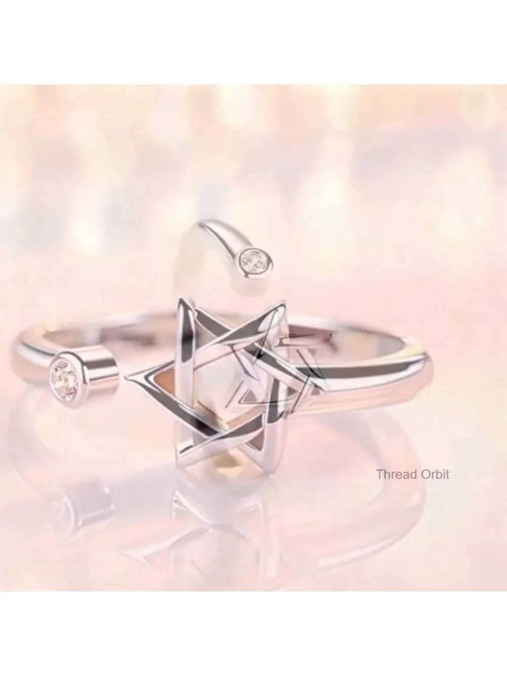 Gold Plated Star of David Zircon Adjustable Ring